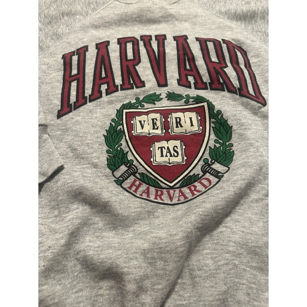 Vintage 90s Harvard University College Emblem Graphic Grey Crewneck Size XL - Picture 3 of 8